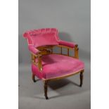 An Edwardian Ladies Tub Chair with Pierced and Inlaid Rosewood Back Splat
