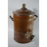 A Vintage Cylindrical Copper Tea Urn with Two Carrying Handles
