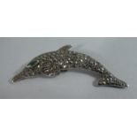 A Diamante and Silver Brooch in the Form of a Dolphin