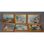 A Set of Six Oils on Canvas, Mediterranean Scenes, Framed AF, 46 x 38cms