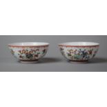 A Pair of Famille Rose Chinese Tea Bowls, Mark to Base
