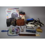 A Collection of Electrical and Other Sundries to Include Hair Shavers, Razors, Cameras, Page Turner,