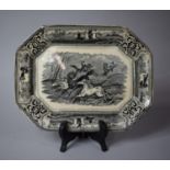 A 19th Century Black and White Transfer Printer Meat Plate, 34cms Wide