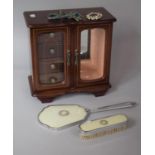 A Fitted Wooden Jewellery Cabinet Containing Costume Jewellery Together with Two Dressing Table