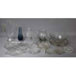 A Collection of Glassware to Feature Good Quality Three Branch Candelabra etc
