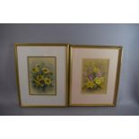 A Pair of Gilt Framed Watercolours, Wild Flowers, 17 x 24cms