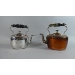 A 19th Century Copper Kettle and a Silver Plate on Copper Kettle