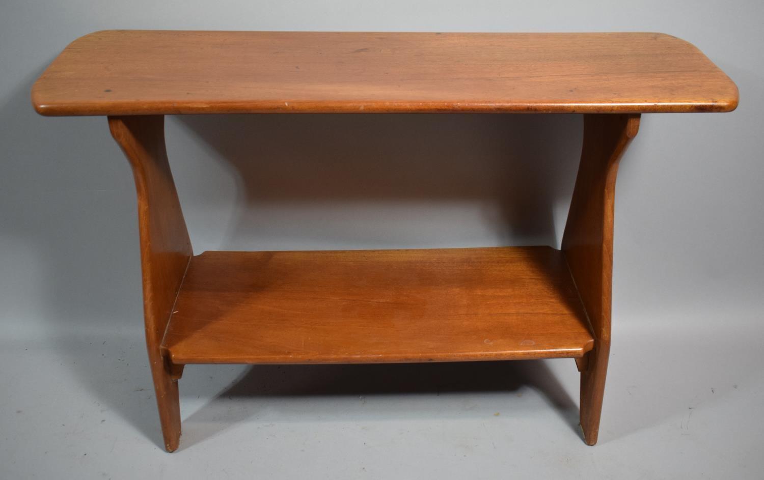 An Edwardian Two Tier Occasional Table Formed from Speedboat Timbers, 76cms Wide