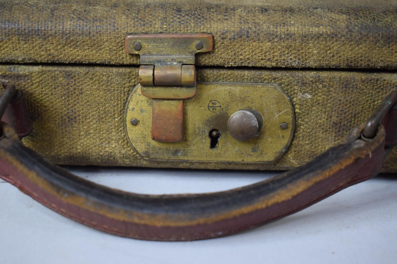 A Vintage Canvas Shotgun Case with Leather Straps and Carrying Handle (In Need of Attention) 76cms - Image 2 of 3