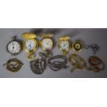 A Collection of Five Pocket Watches Including Continental Silver Cased Example, All in Need of