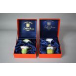 Two Boxed Numbered Edition Charlotte Di Vita MBE Enamelled Teacup and Saucer Miniatures