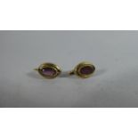 A Pair of Yellow Metal (Stamped FB) and Faceted Amethyst Ladies Vintage Earrings