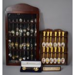 A Cased Collection of Souvenir Spoons to Include Silver Examples Together with a Set of Enamelled