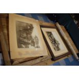 Two Framed Vintage Monochromed Photographs of Farm Horses Together with Irish Chart of Lough Lee