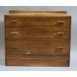 An Oak Galleried Three Drawer Bedroom Chest, 90cm Wide