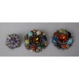 Three Scottish Pebble Style Costume Jewellery Brooches