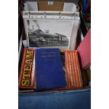 A Box of Various Railway Books and a Magazines Together with a Folder Containing Various Photographs