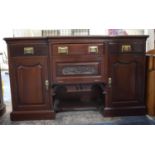 A Late Victorian/Edwardian Mahogany Breakfront with Centre Drawer Over Storage Area and Pot Board,