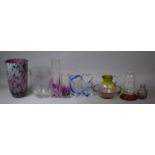 A Collection of Coloured Glassware to Include Pair of Kilkenny Heart Stylized Sleeve Vases, Jerpoint