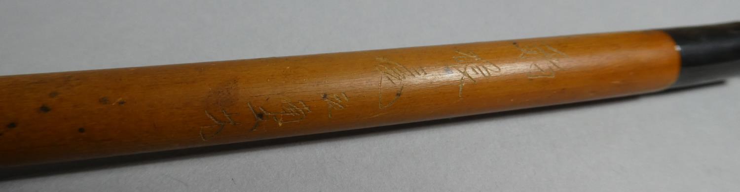 An Oriental Bamboo and Horn Handled Calligraphy Brush, Signed - Image 2 of 2