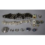 A Collection of Costume Jewellery to Include White Metal Bracelet and Brooch, Necklace, Rings,