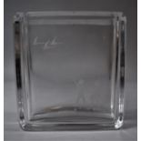 An Engraved Rectangular Art Glass Vase by Strombergshyttan Decorated with Children Looking at