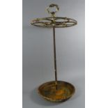 A Wrought Iron Circular Stick and Umbrella Stand on Circular Tray Base, 29cm Diameter and 65cm high