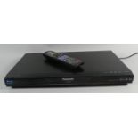 A Panasonic Blu Ray DVD Player with Remote Control