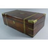A 19th Century Brass Mounted Rosewood Writing Slope Now Converted to Cutlery Box Containing Silver