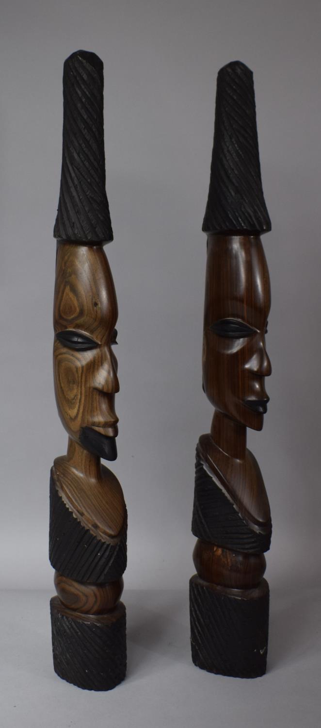 A Pair of African Tribal Souvenir Carvings, 59cm High