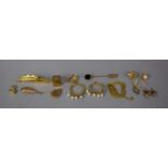 A Collection of Gold and Yellow Metal Costume Jewellery to Include 9ct Novelty Charm in the form