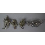 A Collection of Four Vintage Brooches to Include Marcasite Fish and Floral Examples