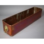 A Rectangular Copper Planter with Brass Lion Mask Ring Handles, 61cm Wide