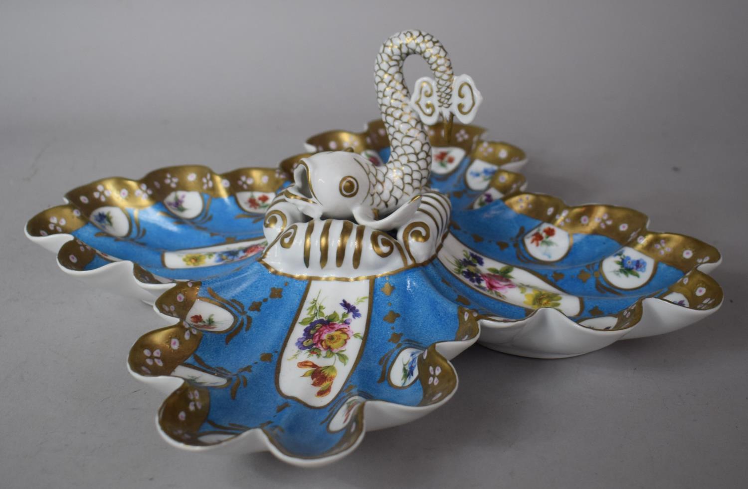 A Modern Sevres Quatrefoil Table Centre Bowl with Dolphin Handle, 32cm Wide - Image 2 of 3