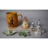 A Collection of Wade Whimsies and Leaf Dishes, Wade Heath Tankard and Miniature Bells Decanter