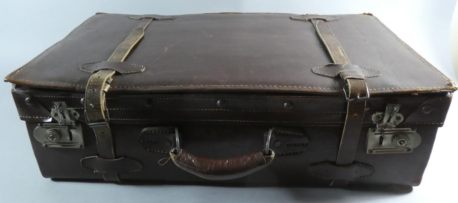 A Vintage Leather Suitcase, 54cm Wide