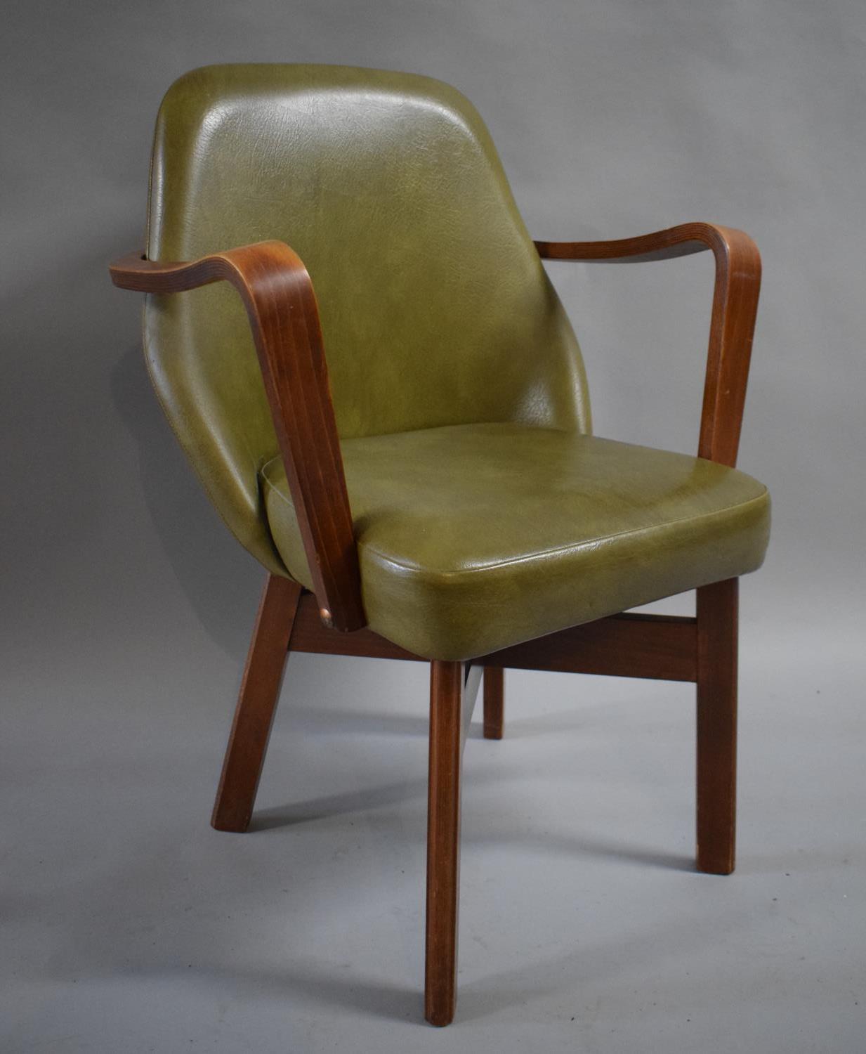 A Pair of Vintage Leather Effect Upholstered Open Armchairs - Image 3 of 4