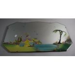 A Painted Vintage Mirror Decorated with Crinoline Lady in Garden, 65cm Wide