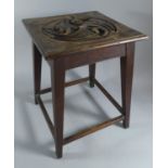 An Edwardian Carved Topped Square Occasional Table, 38cm High