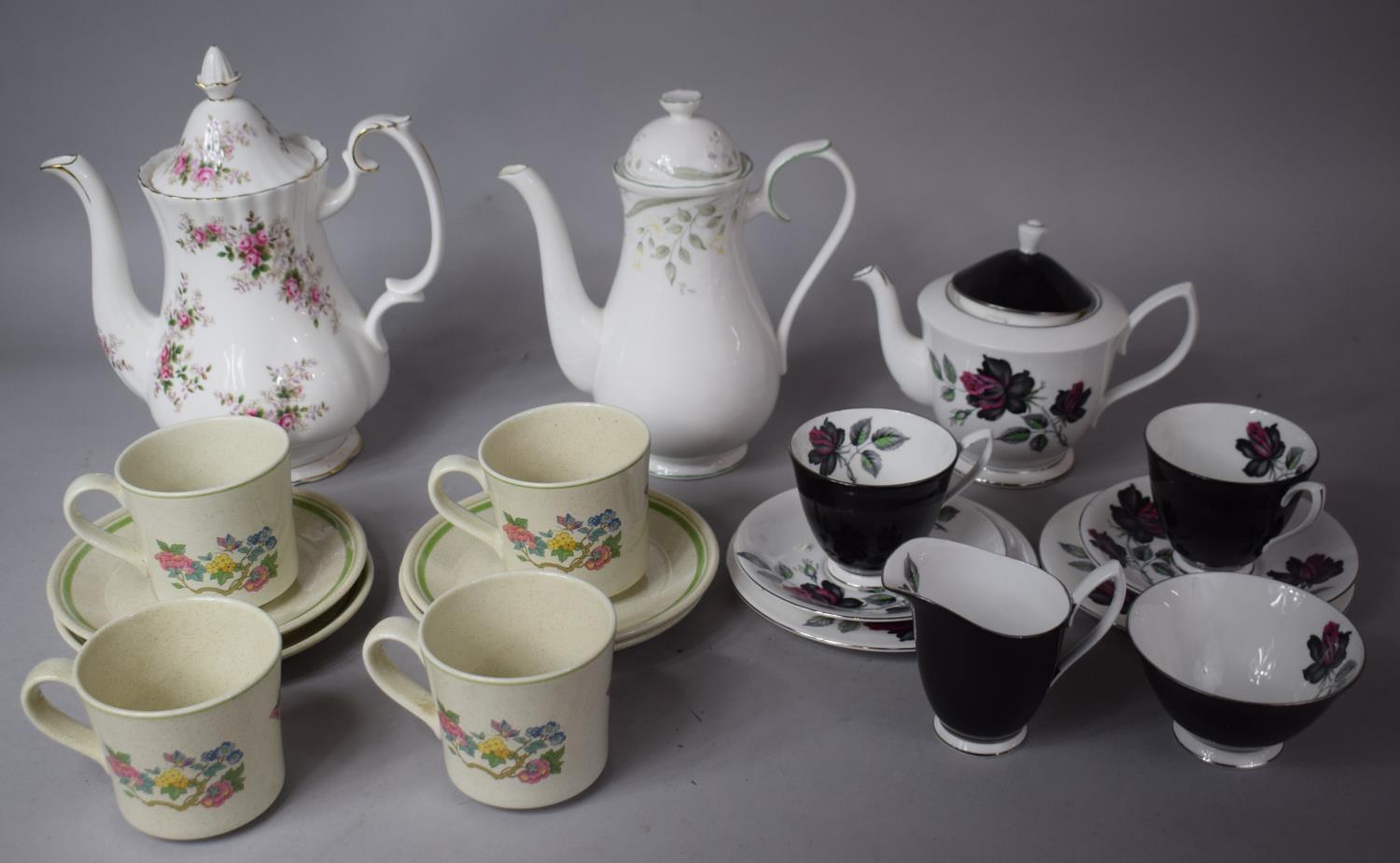 A Collection of Royal Albert Teawares to Include Black Rose Pattern Tea For Two Set Comprising