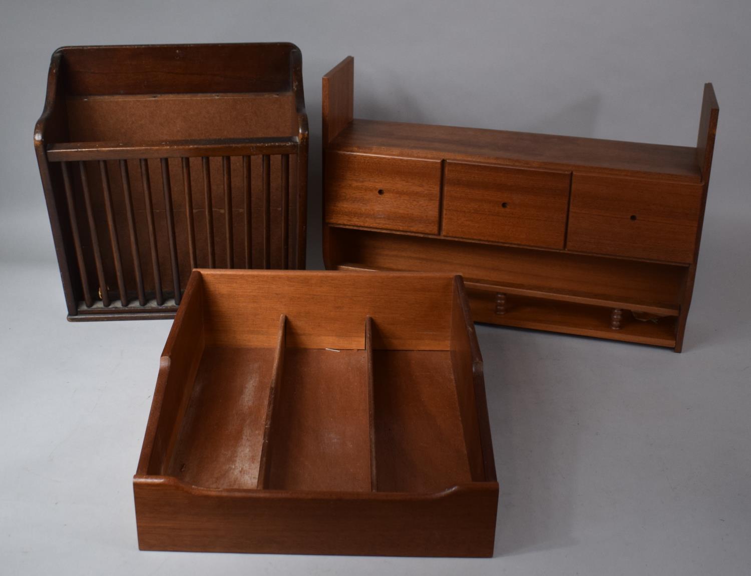 A Wooden Cutlery Drawer, Spice Drawer For Completion and a Rack