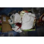 Two Boxes Containing Various Curtains, Tiebacks etc