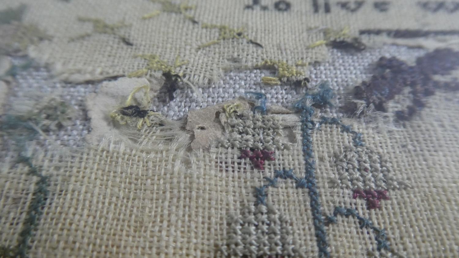 A Framed Early 19th Century Silk Sampler, "Frances Millard's Sampler Aged 9 Years 1817", Some - Image 4 of 4