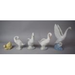 A Collection of One Ladro and Four Nao Duck Ornaments, The Tallest 19cm