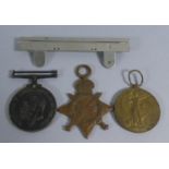 A Collection of Three WWI Medals Awarded to Private T J Hawkins RMLI, no. P04832