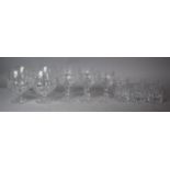 A Collection of Tudor Cut Glass Drinking Glasses to Include Two Brandy Balloons, Six Tumbler and