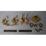 A Set of Gilt Metal Coat Hooks in the form of Mermaids Together with Other Gilt Metal Fittings (Some
