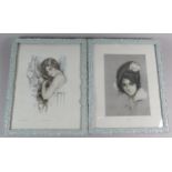 Two Edwardian Prints From Cosmopolitan, "Good Morning" and "Betty" in Carved Frames, Each Frame,