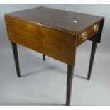 A Late 19th Century Drop Leaf Mahogany Pembroke Table with Single Drawer Having Replacement Brass