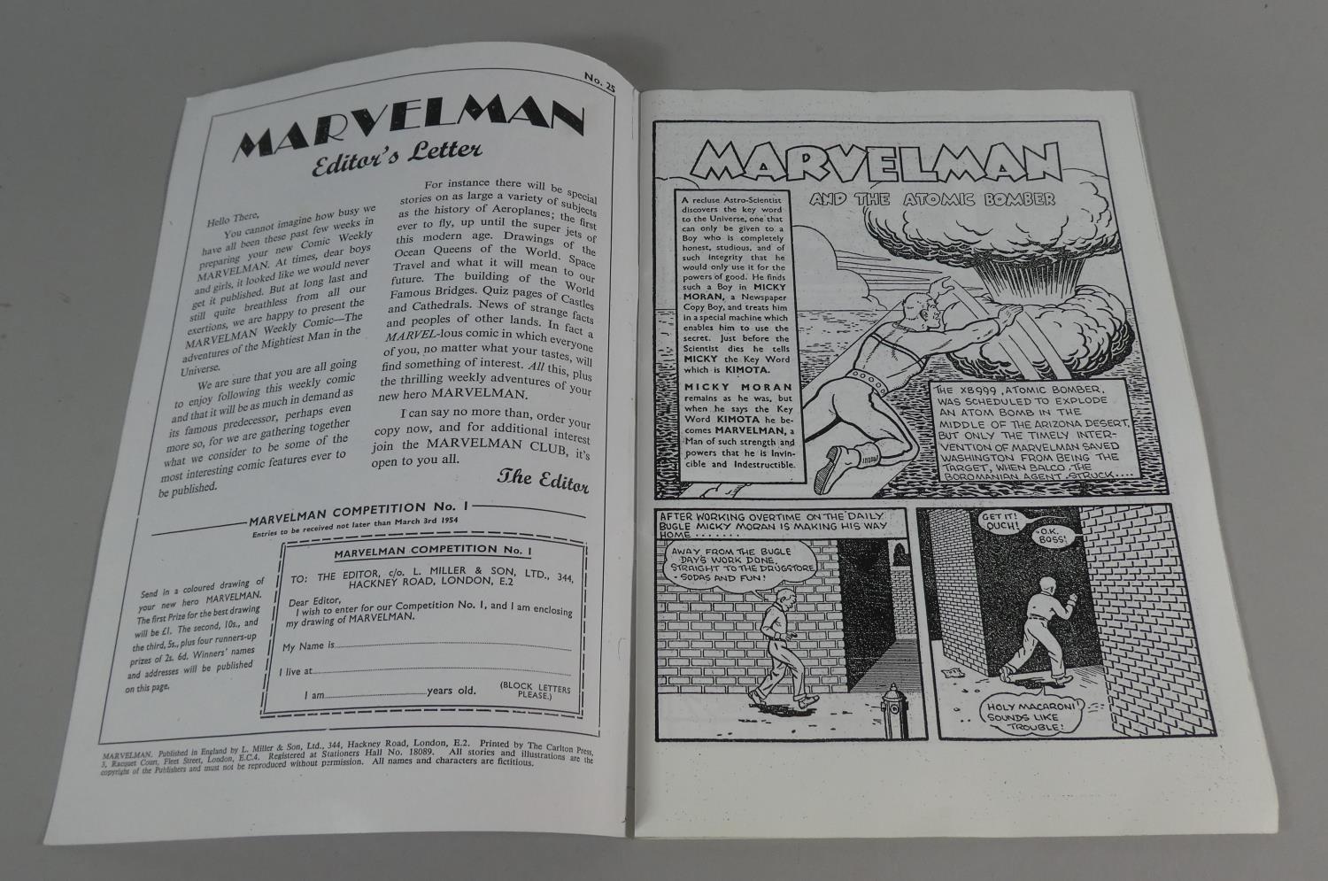 A Reprinted Copy of Marvel Man and the Atomic Bomber - Image 2 of 3